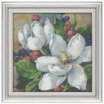 

Oil painting magnolia counted printed on the canvas 11CT 14CT DIY kit Cross Stitch embroidery needlework Sets home decor
