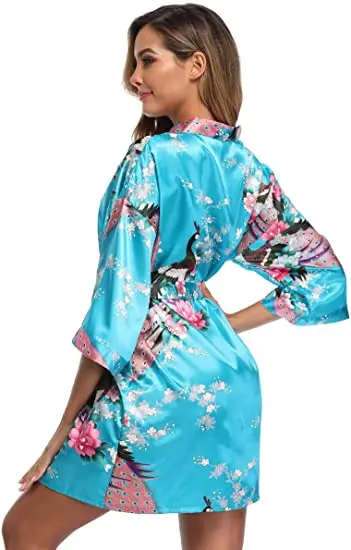 Fashion Satin Robe Female Bathrobe Sexy peignoir femme Silk Kimono Bride Dressing gown sleepwear Night Grow For Women