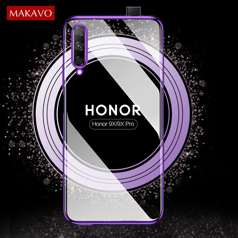 MAKAVO для huawei Honor 9X роскошное покрытие чехла мягкая прозрачная задняя крышка чехол
