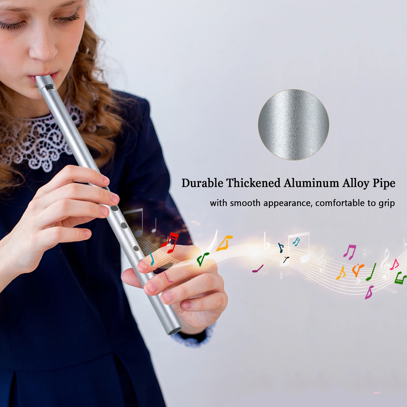 Irish Whistle Traditional Tin Penny Whistle 6 Holes Flute Wind Music Instrument for Beginners Intermediates & Experts