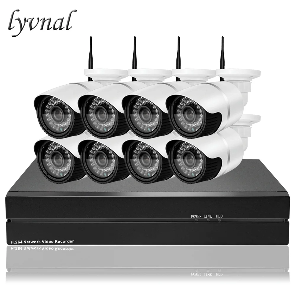 Белый LYVNAL 8ch wi-fi-комплект 1080p wifi камера с 8ch 5mp 2mp NVR комплект камеры наблюдения p2p onvif Беспроводная система 1 ТБ 2 ТБ HDD - Цвет: Белый