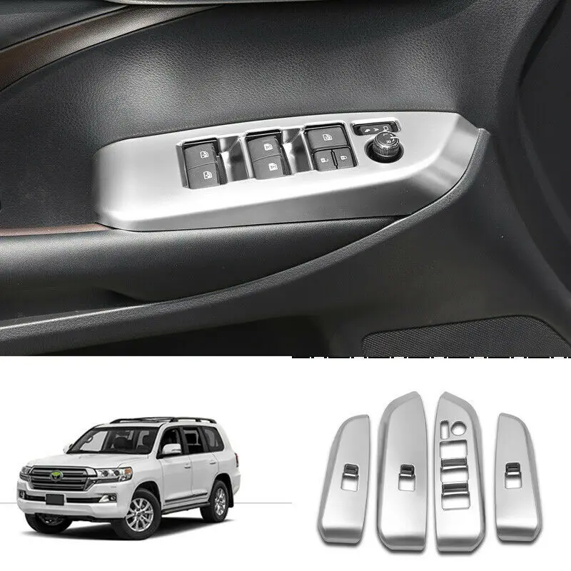 

For Toyota Highlander 2015-2019 DX ABS silver car Window lift panel switch Moulding Cover Trim Car Accessories 4Pcs