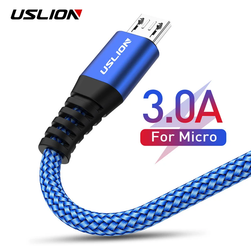 USLION Micro usb кабель 3A кабель для быстрой зарядки для samsung Xiaomi Android мобильный телефон Microusb зарядное устройство Usb кабель для передачи данных 2 м 1 м 25 см