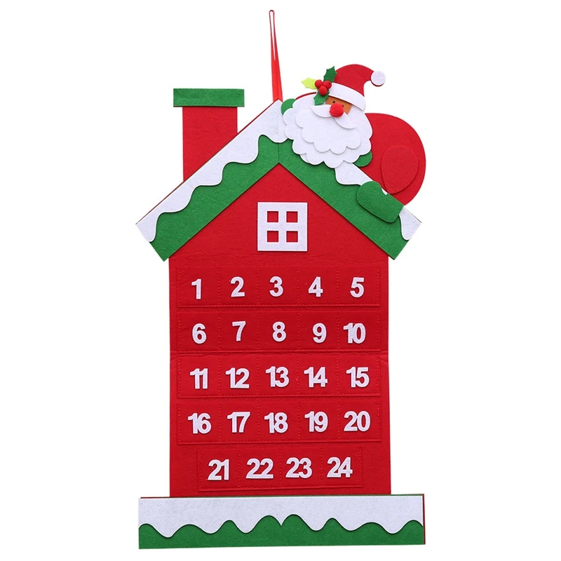 Christmas Hanging Advent Calendar Countdown To Santa Claus House Gift Ornaments Decorations Santa Claus Calendar with Small Pock