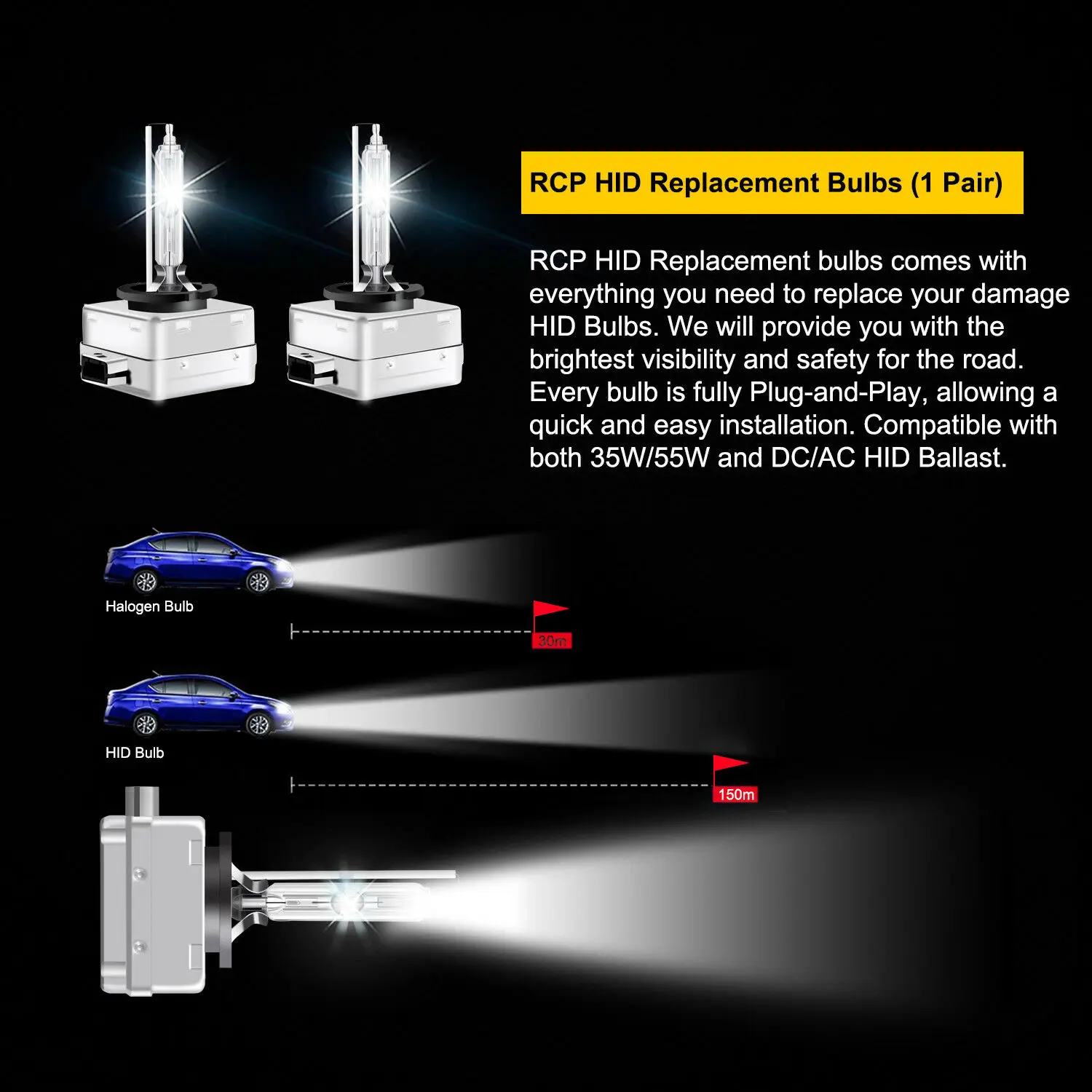 FSYLX 2pcs hid Car xenon bulb original ac 12v hid light lamps 4300K 6000K Xenon headlight lights bulb d3s 12V Car lamps