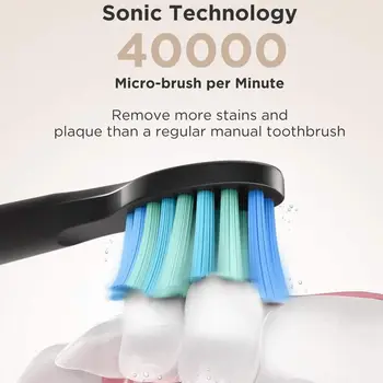 Fairywill Sonic Electric Toothbrush FW-508 USB Charger IPX7 Waterproof Electronic Toothbrush with 8 Replacement Brush Heads 3