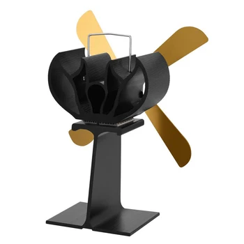 

4 Blades Home Fireplace Fan Efficient Heat Distribution for Wood Stoves Stove Fan Gold/Black