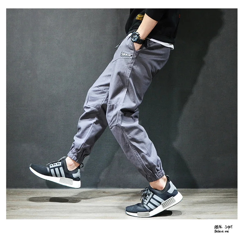 Модные уличные мужские джинсы повседневные для отдыха Jogger брюки, расцветка черная и хаки винтажные классические брюки карго мужские хип хоп джинсы Homme