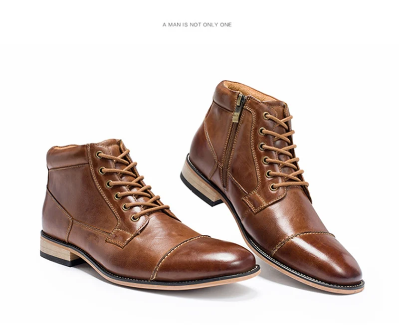 Merkmak/Мужская обувь из натуральной кожи в британском стиле; повседневные ботинки-оксфорды на шнуровке; ботильоны с высоким берцем; модельные туфли больших Size40-49 на плоской подошве