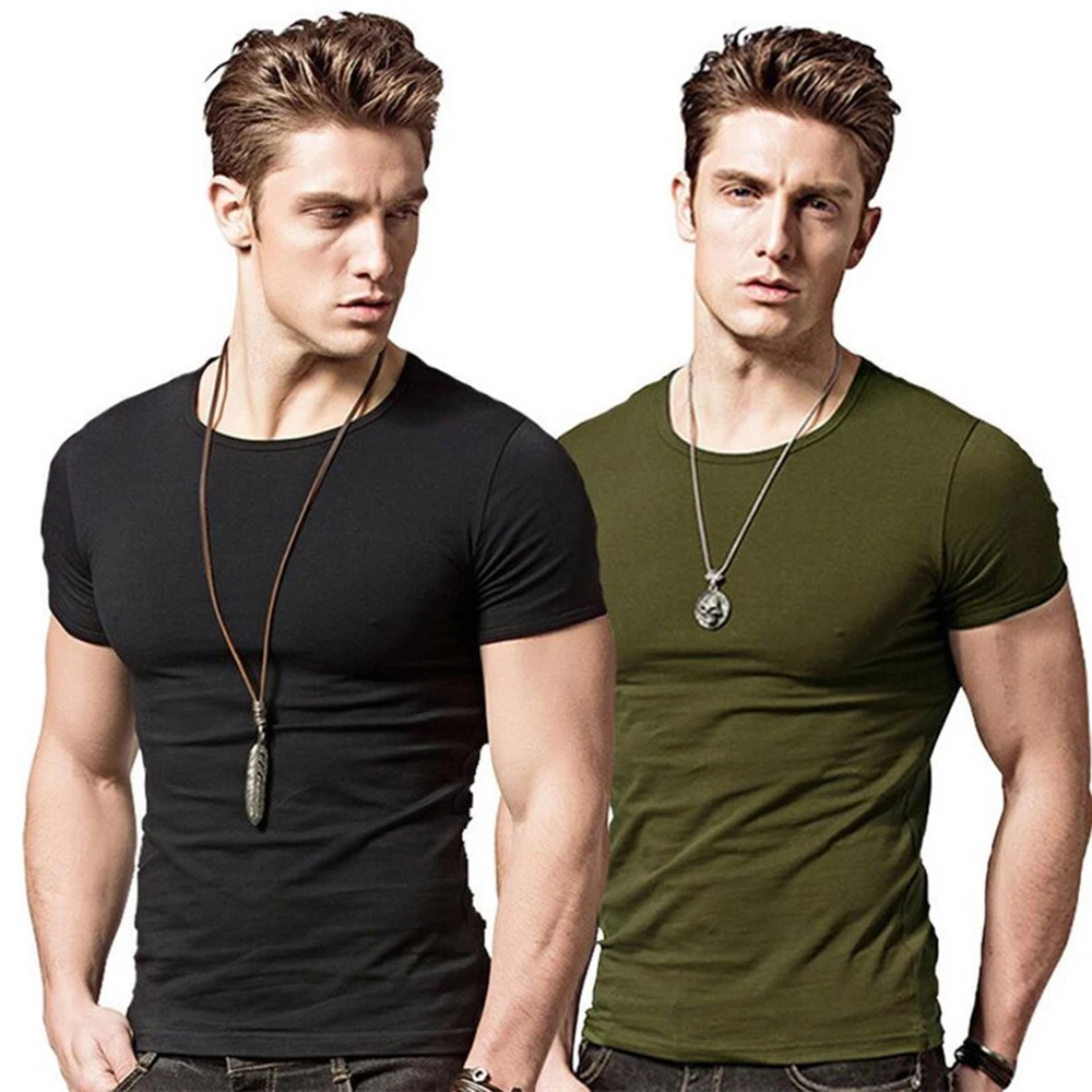 Covrlge 2019 Hot Summer Men T-shirts Solid Color Slim Fit Short Sleeve T Shirt Mens New O-neck Tops TShirt Brand Clothing MTS291 - Image 6