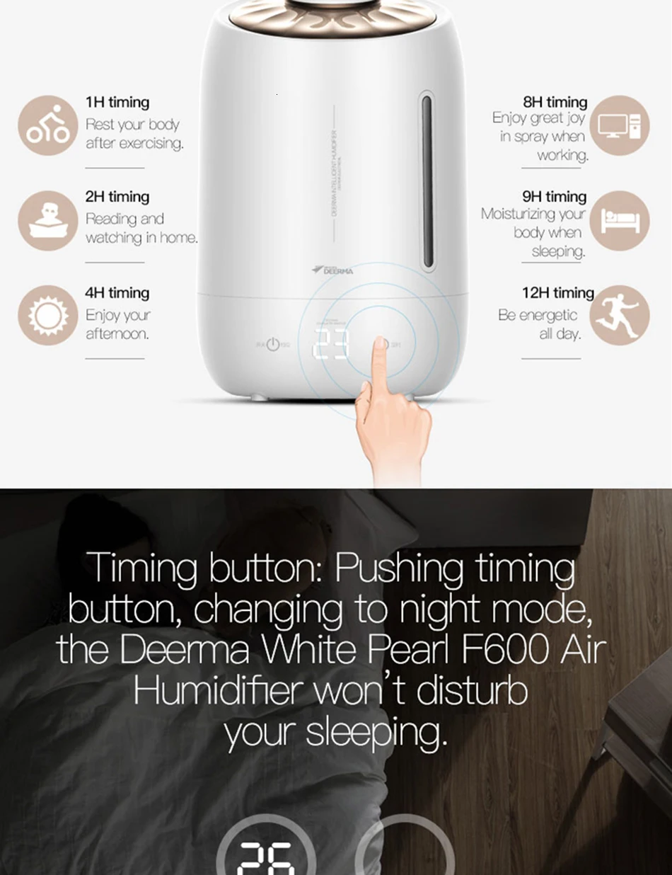 Xiaomi Mijia deerma 5L Air Home Ultrasonic Humidifier Touch Version Air Purifying for Air-conditioned rooms Office household D5 (8)