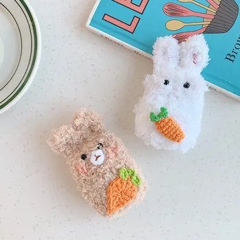 

3D Winter Rabbit Animal Fluffy Knit Wool Earphone Case For Airpods 1 2 Wireless Bluetooth Headphone Headset Cover Charging Box