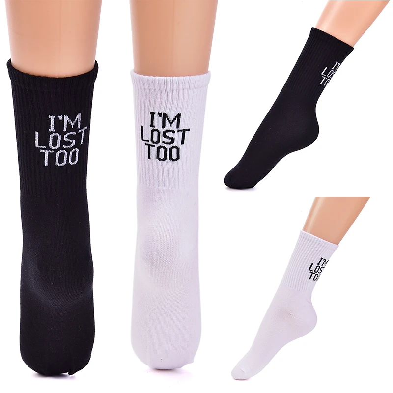 Women Girls Letter Print Socks Humored Word Printed Cotton Creative Calcetines Hip Hop Street Skateboard Unisex | Женская одежда