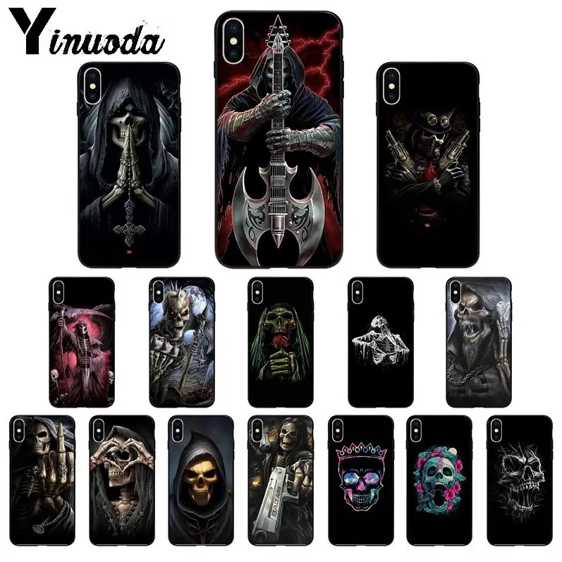Чехол для телефона Yinuoda Grim reaper skeleton Rock Music guitar Gun iPhone 6S 6plus 7 7plus 8 8Plus X Xs MAX 5 5S XR 11 11pro max |