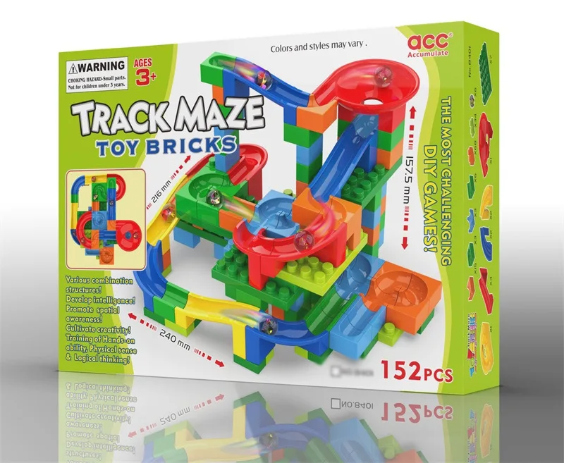 

Children Large Particles Building Blocks Plastic Assembled Inserted Building Blocks DIY Educational Camera Track Maze Ball Beari