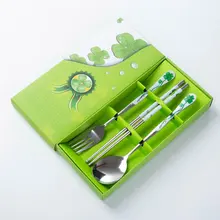 3 шт./компл. набор посуды Портативный посуда костюм традиционный ложки, вилки, палочки с коробка аксессуары для дома