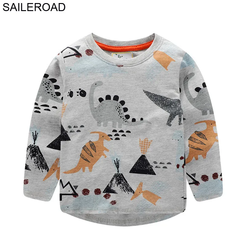 SAILEROAD/осенняя одежда для маленьких мальчиков 24 мес.-7 лет, новая хлопковая Детская футболка с длинными рукавами и круглым вырезом, футболки для маленьких мальчиков, одежда - Цвет: 7019