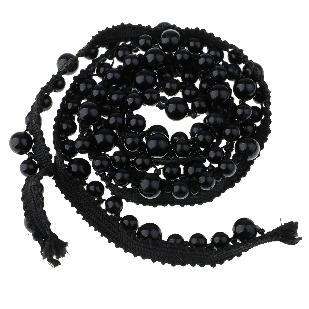 1 Yard Pearl Beaded Ribbon Lace Trim for Bridal Dress Decoration 20mm White Black