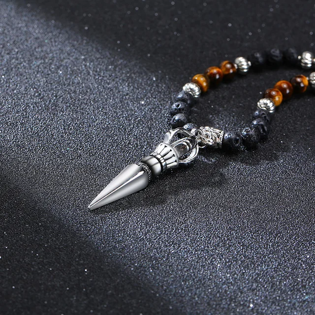 TIBETAN BUDDHIST PHURBA KILAYA THE MAGIC DAGGER WITHTIGER’S EYE LAVA STONE NECKLACE FOR MEN JEWELRY - Image 5