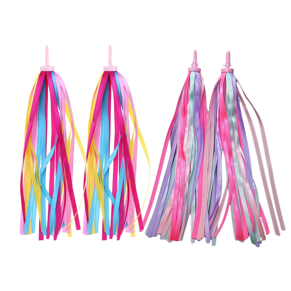 2 Pairs of Bike Streamers Bicycle Handlebar Tape Ribbon Kids Scooter Tassels Girls Boys | Спорт и развлечения