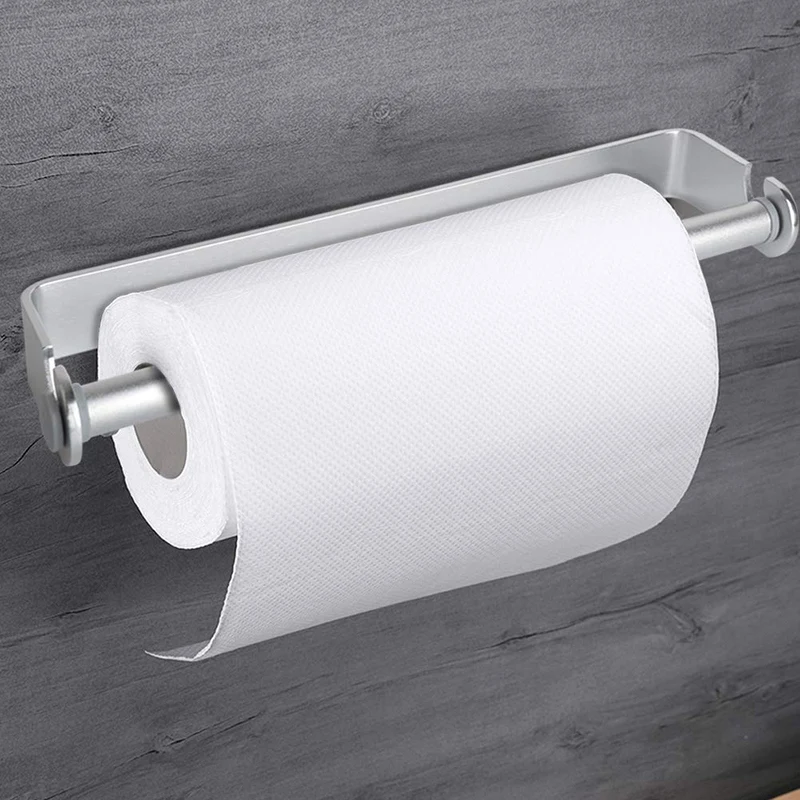 

Promotion! Self Adhesive & Wall Mount Paper Towel Holder & Dispenser,Kitchen Tissue Towel Holder Stand Under Cabinet-Silver