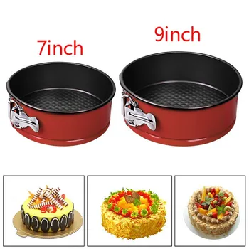 

7/10 Inch Non-stick Springform Pan Bakeware Cheese Cake Pan Round Cake Pan with Removable Bottom Red 1Pcs
