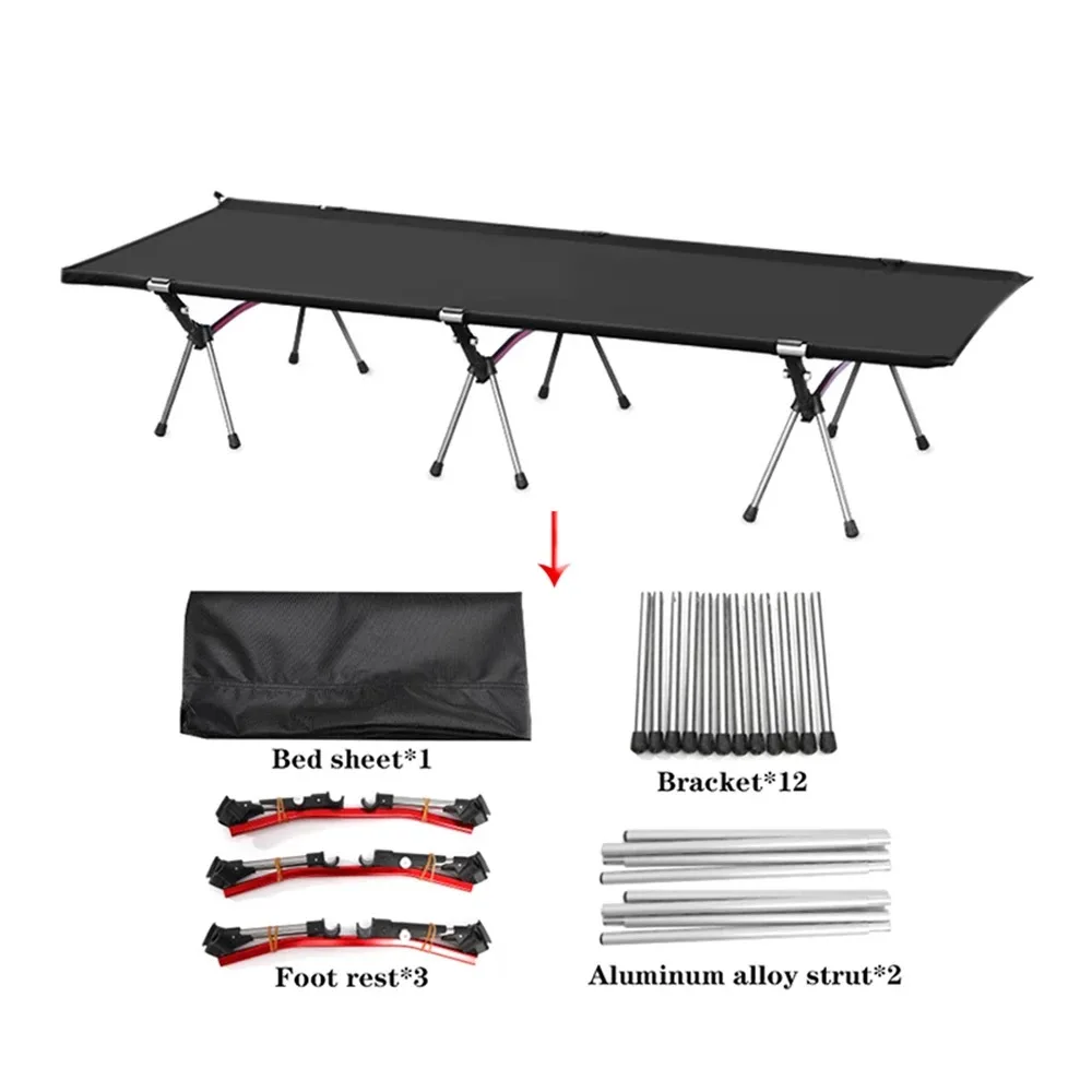 Heavy Duty Lightweight Folding Camping Bed Height Adjustable Heightening Folding Bed Hiking Camping Travel Sleeping Bag