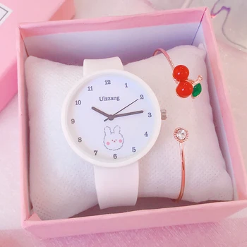 

Cartoon Rabbit Women Watch Cute Multicolor Candy Silicone Strap WristWatch For Women Super Light Ladies Gift Watch montre femme