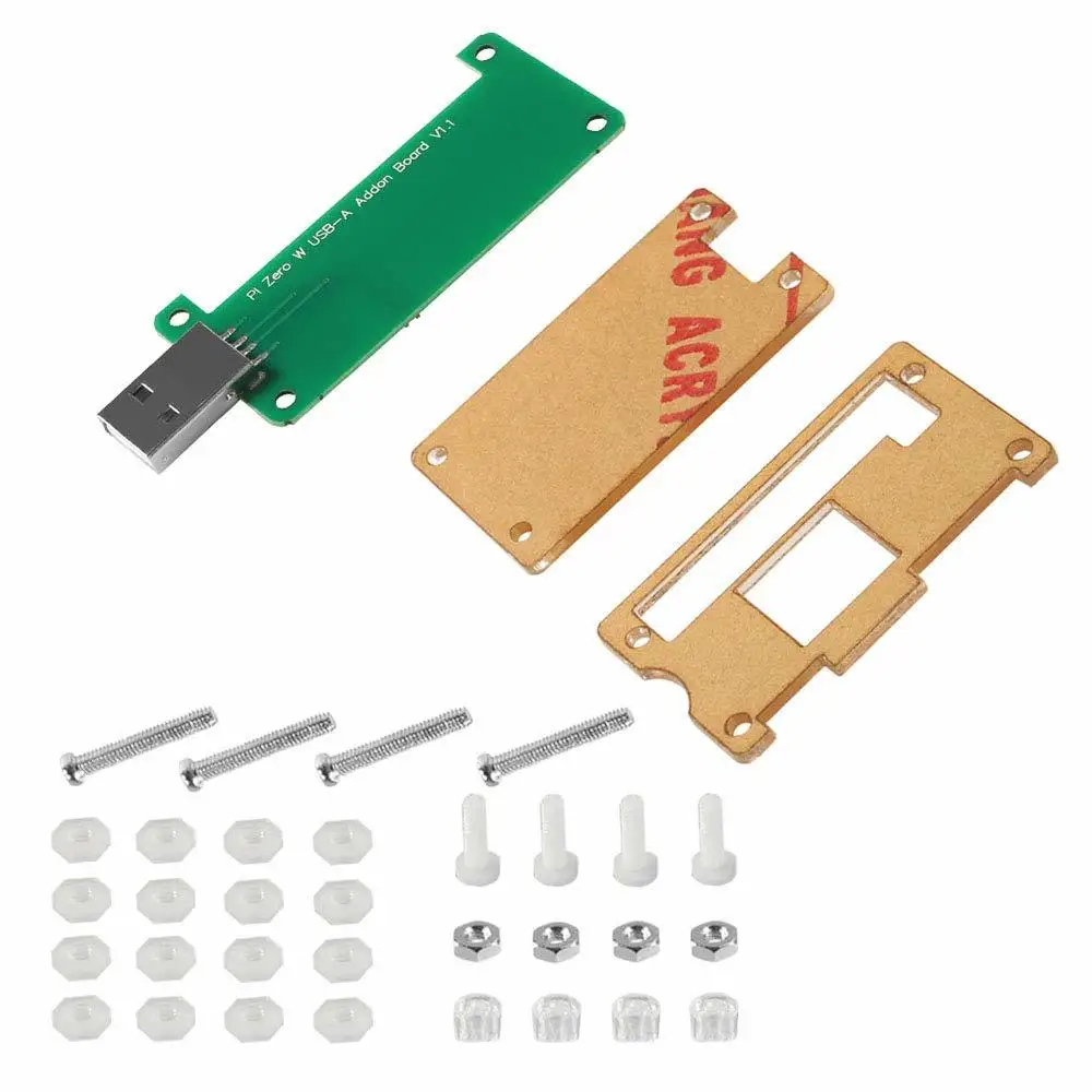 Raspberry Pi Zero/Zero W BadUSB USB-A Плата расширения Addon с прозрачный акриловый Футляр комплект