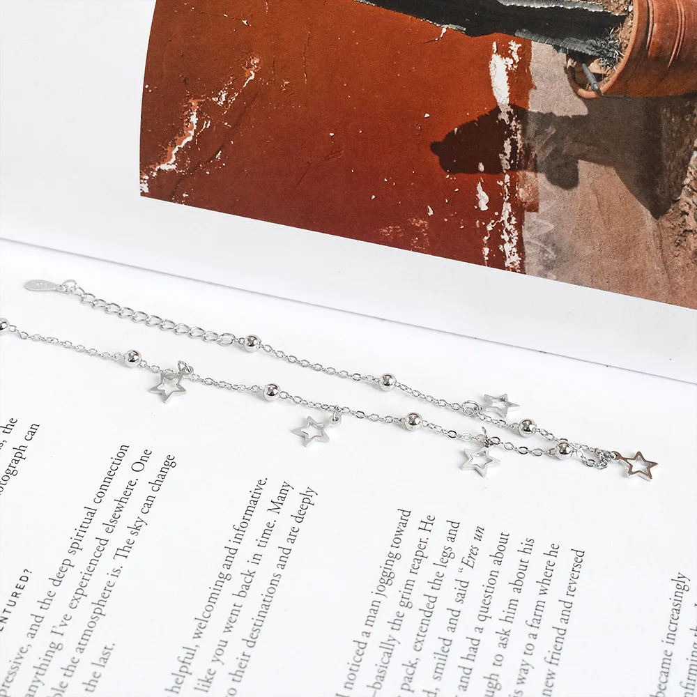 925 Sterling Silver Simple Star Pendant Anklet Women Summer Ocean Beach Casual Jewelry Accessories Girlfriend Gift - Image 3