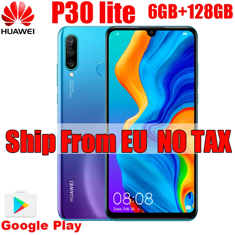 HUAWEI P30 Lite 6 ГБ 128 глобальная версия 15 дюйма в наличии ЕС с Google Play мобильный телефон