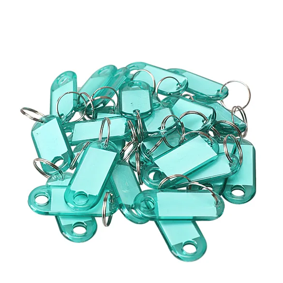 60Pcs Plastic Key Ring Luggage ID Tag Label Suitcase Bag Keychain Fobs Name Card 