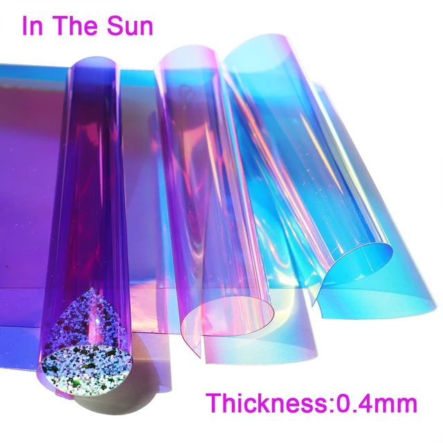 Rouleau De Bâche Holographique En Pvc Transparent Irisé, 30x95cm