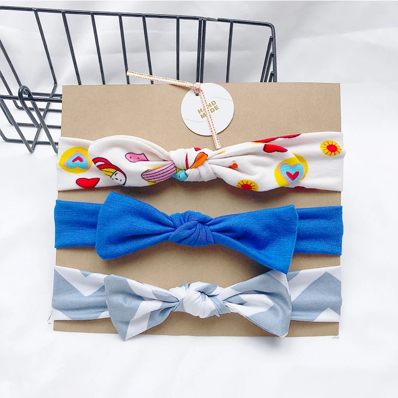 baby accessories clipart 3pcs/lot Dot/stripe/Print Flower Cartoon Bow Elastic Headbands Toddler Turban Hair Band Baby Girl Bows Hair Accessories Baby Accessories discount