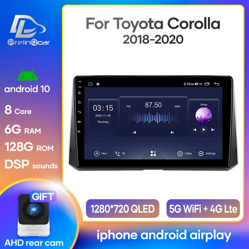 Автомагнитола Prelingcar на Android 10 0 для Toyota Corolla 2018 2019 мультимедийный видеоплеер с