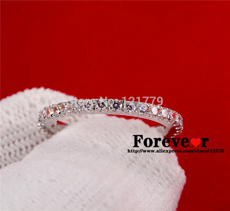 Ювелирные украшения 0.72CT sona Имитация драгоценного камня Бесконечность серебряного цвета обручальные кольца для женщин, одноцветные обручальные кольца белого золота