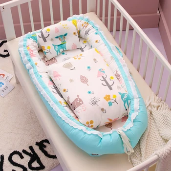 

Portable Bionic Bed Nest with Quilt Toddler Cotton Cradle Baby Bassinet Bumper Foldable Sleeper BabyNest for Newborn Travel Crib