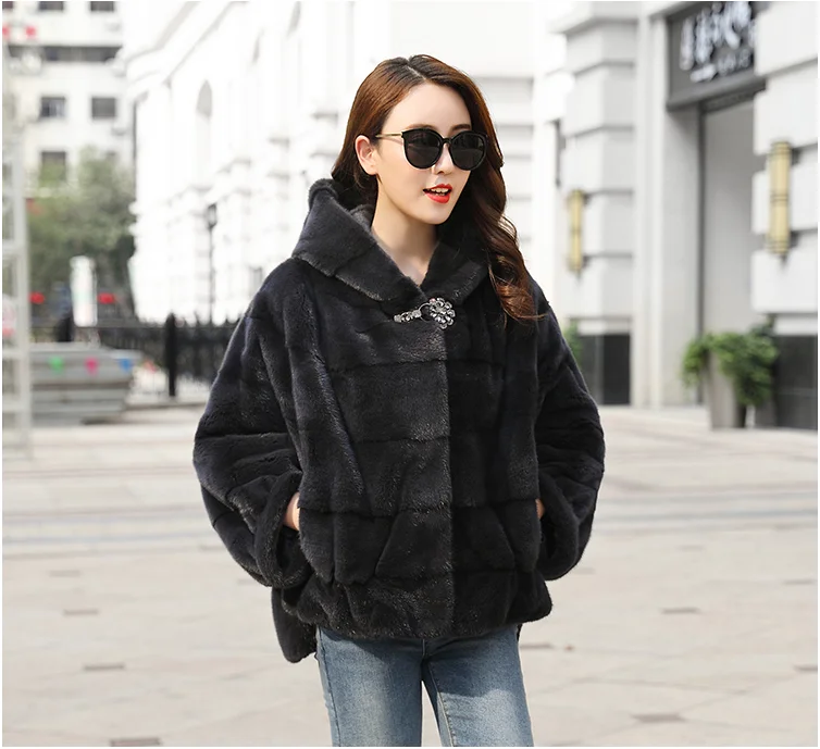 Free Shipping Genuine Mink Fur Bat Sleeved Coat Real Mink Fur Coat Lady's Mink Fur Poncho Real Fur Shawl Wholesale Retail OEM