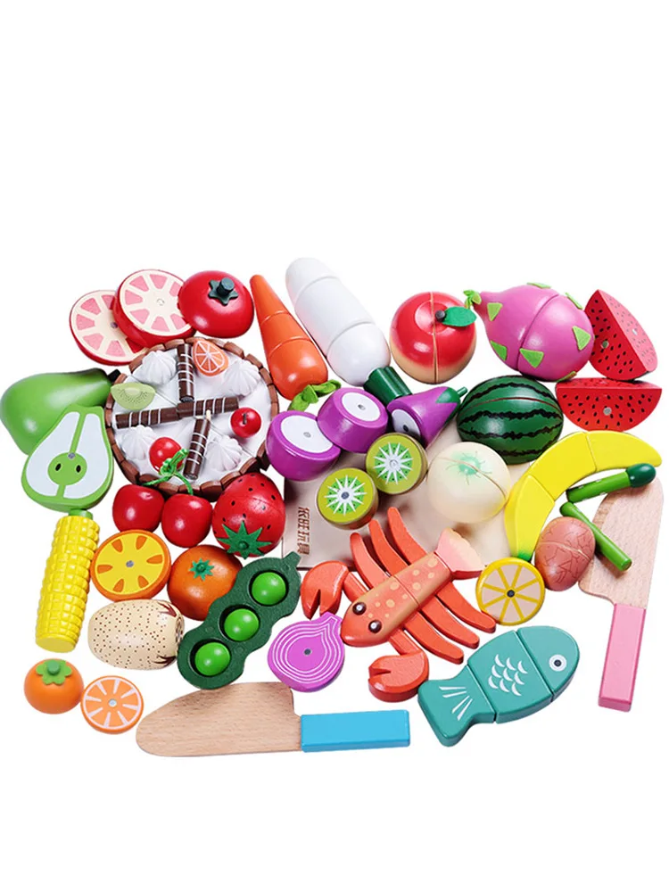 Wooden Magnetic Cut Fruit Every Family Fruit& Vegetable Cutting Slicer Have Play kitchens Every Family