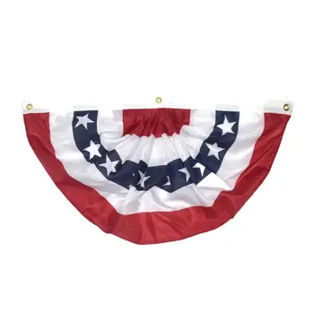 

American Pleated Fan Flag USA American Bunting Decoration Logo Print Patriotic Stars and Stripes with Canvas Title