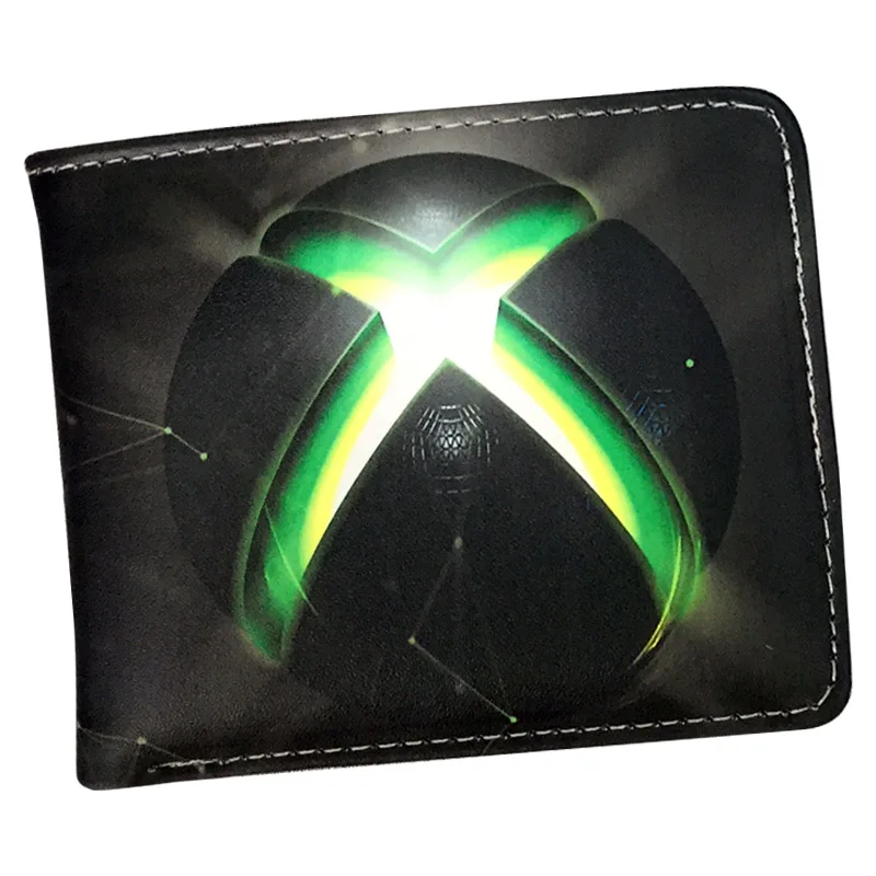 Game Xbox-cartera negra de doble pliegue para hombre, cartera pequeña para tarjetas de crédito y identificación
