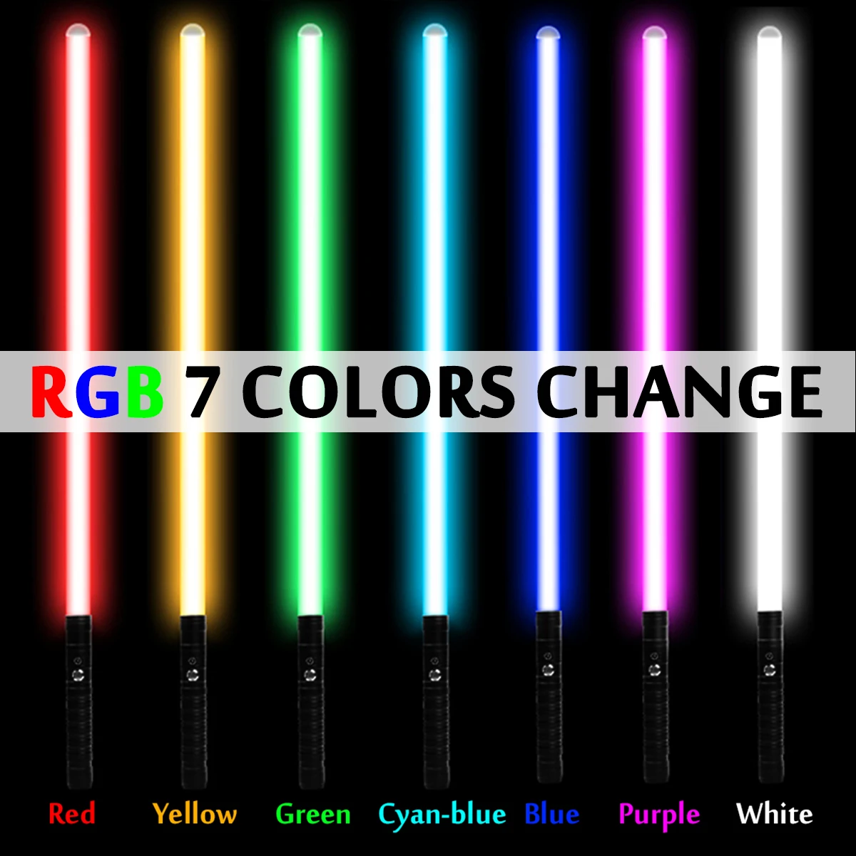 Jade – Mini sabre laser RGB 80cm, 7 couleurs changeantes, poignée en métal, épée lourde, son de duel deux en un, accessoires de scène de Cosplay LED ► Photo 2/6