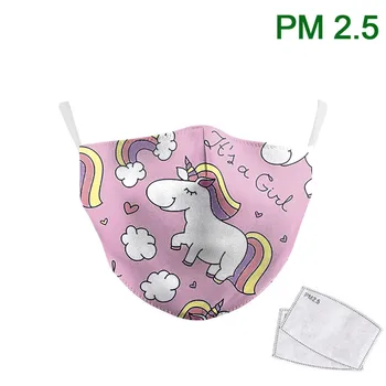 

Cute Pink Unicorn Kids Face Masks Print Fabric Masks Washable PM 2.5 Protective Dust Children Mouth-Muffle Earloop Reusable