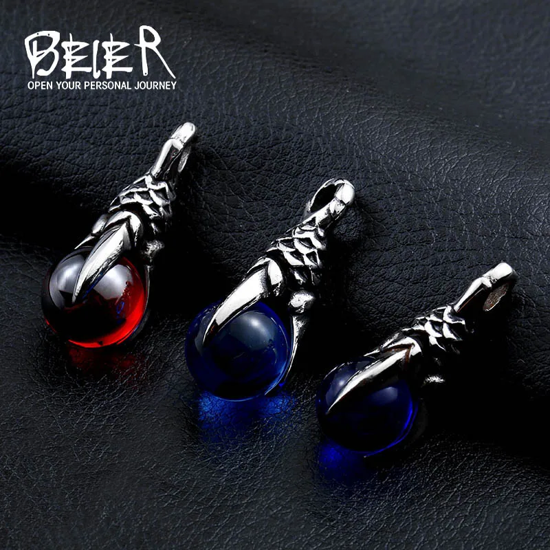 BEIER, магазин, 316L, нержавеющая сталь, ожерелье, розничная торговля, Орлиный коготь, кулон, мужской супер крутой синий/черный/красный Шарм, CZ BP8-077