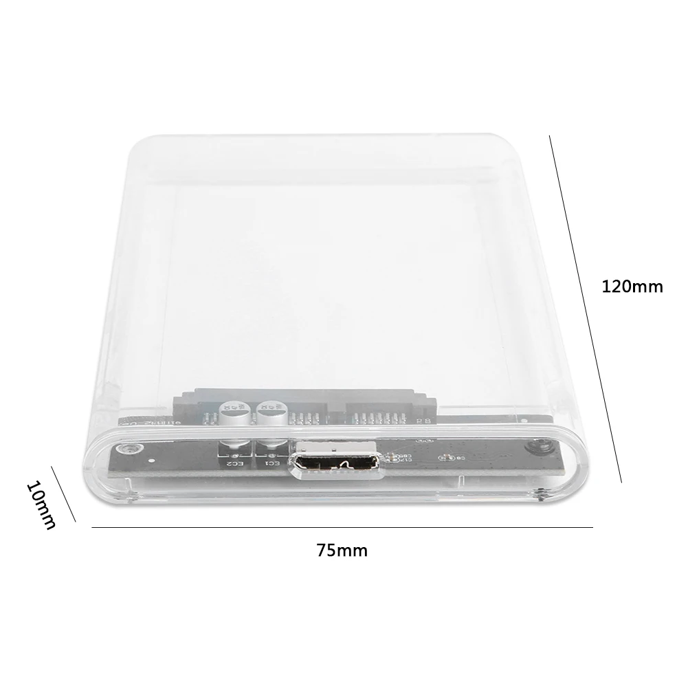 Plastic Transparent HDD SSD Case 2.5 inch SATA 3 to USB 3.0 Hard Drive Enclosure for Household Computer Safety Parts external hdd case usb 3.0