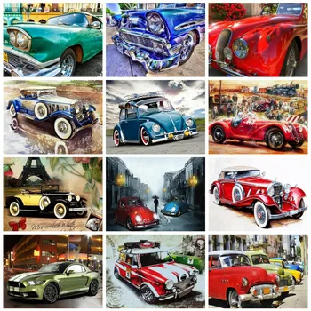

Huacan Diy Diamond Painting Car Diamond Art Full Drill Embroidery Scenery Mosaic Farmhouse Home Decor