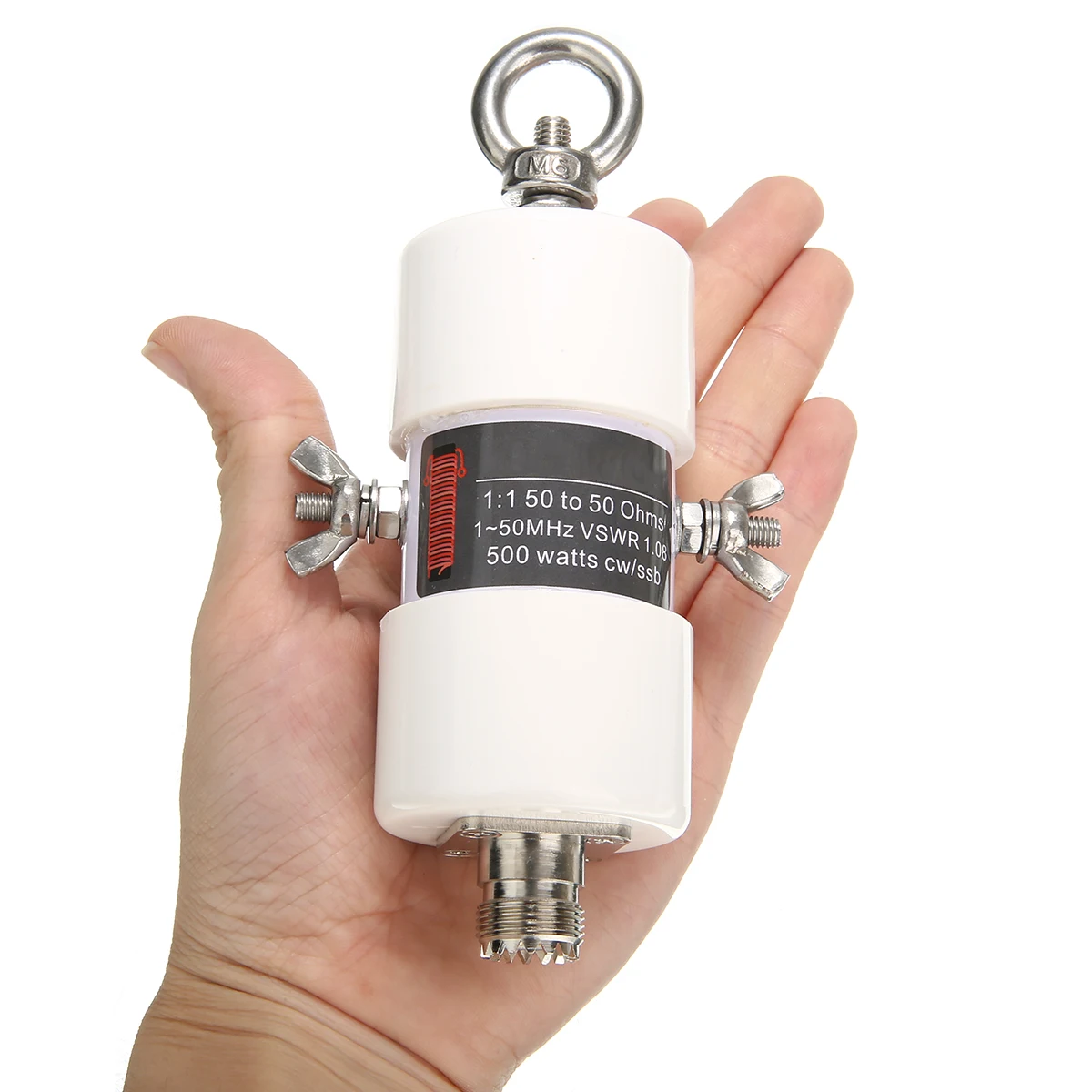 Universal 1:1 Voltage Balun Waterproof HF Balun Voltage Balun 160m-6m Bands 1.8-50MHz 500W for Shortwave Antenna Balun 87*45mm