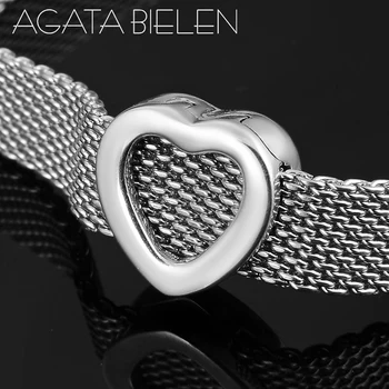 

New 925 Sterling Silver hollow out Heart clip beads Fit Original reflection Clip Charm Bracelet Jewelry making