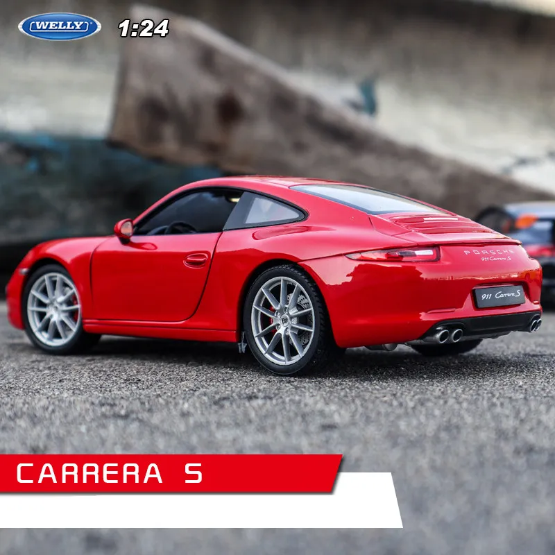 CARRERA S Welly 1:24 Porsche 911 Turbo 3,0 модель автомобиля из сплава Модель автомобиля украшение автомобиля коллекция Подарочная игрушка Литье под давлением модель игрушка для мальчиков - Цвет: CARRERA S