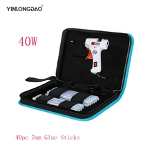 YINLONGDAO 40 Вт умный термоклеевой пистолет алюминиевый пластиковый набор для ремонта сопла инструменты+ 40 шт. высокочистые клеевые палочки высокой вязкости